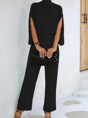 Jumpsuit Damen | Fließend & Mit Cape-Ärmeln – Schwarz