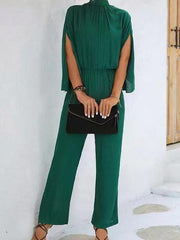 Jumpsuit Damen | Fließend & Mit Cape-Ärmeln – Grün