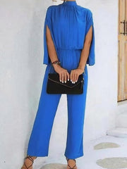 Jumpsuit Damen | Fließend & Mit Cape-Ärmeln – Blau