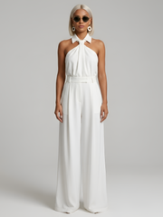 Jumpsuit Damen | Halterneck & Elegant – Weiß
