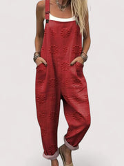 Jumpsuit Damen | Latzoverall & Florales Muster – Rot