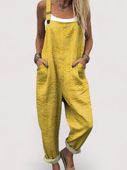 Jumpsuit Damen | Latzoverall & Florales Muster – Gelb