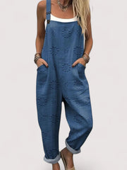 Jumpsuit Damen | Latzoverall & Florales Muster – Blau