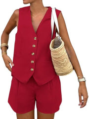 Jumpsuit Damen Set | Elegant & Tailliert – Rot