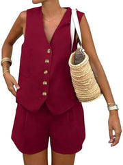 Jumpsuit Damen Set | Elegant & Tailliert – Dunkelrot