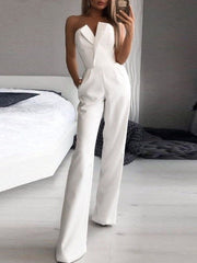 Jumpsuit Damen | Trägerlos & Festlich – Weiß