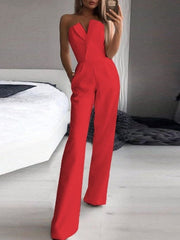 Jumpsuit Damen | Trägerlos & Festlich – Rot