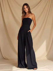 Jumpsuit Damen | Trägerlos & Figurschmeichelnd – Schwarz
