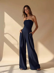Jumpsuit Damen | Trägerlos & Figurschmeichelnd – Dunkelblau