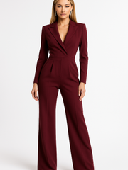 Jumpsuit Damen Wickeloptik | Tailliert & figurstreckendes weites Bein – Rot