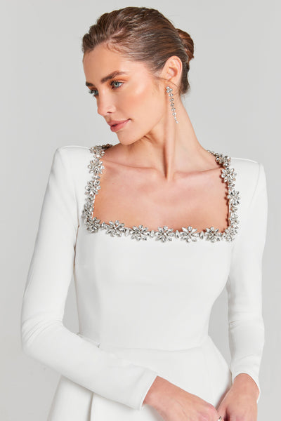 AVA | Langärmliges Kristall-A-Linien-Kleid
