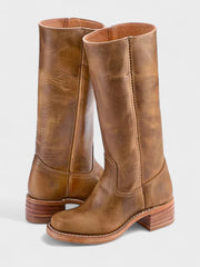 Theresa | Elegante Und Klassische Kniehohe Damenstiefel Im Reitstil – Hellbraun