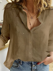 Stefanie  | Damen Lässige Button-Down Bluse – Braun