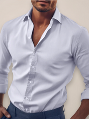 Langarm Hemd Herren | Slim Fit Business-Hemd mit Kentkragen – Weiß
