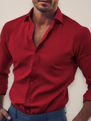 Langarm Hemd Herren | Slim Fit Business-Hemd mit Kentkragen – Rot