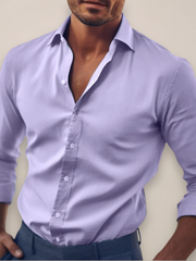 Langarm Hemd Herren | Slim Fit Business-Hemd mit Kentkragen – Lila