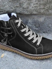 Lozenda - Elegante Lederstiefel im Vintage-Stil – Schwarz