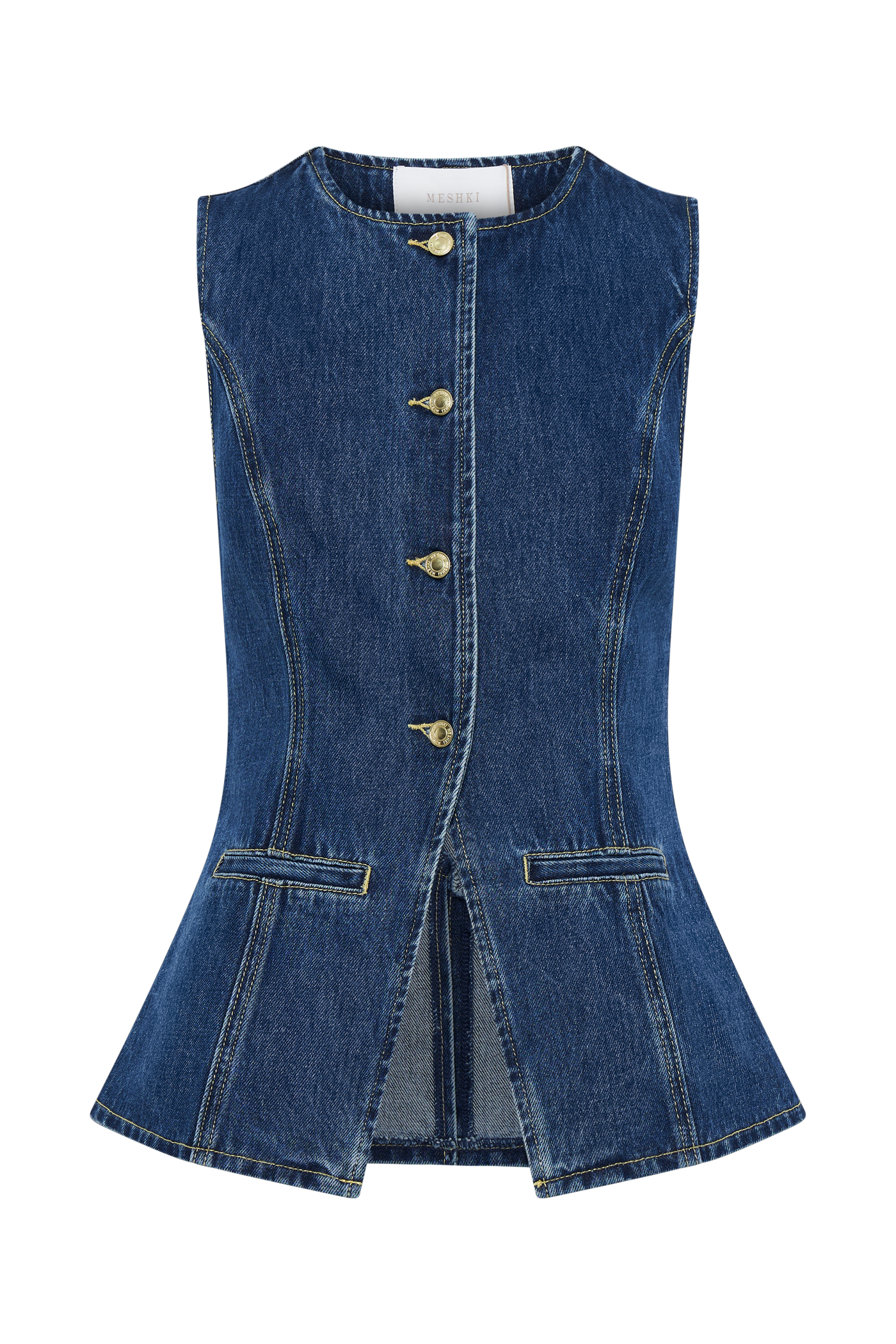 Dunkelblaues Damen-Jeanshemd – Langarm Button-Up Bluse