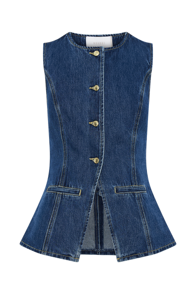 Dunkelblaues Damen-Jeanshemd – Langarm Button-Up Bluse