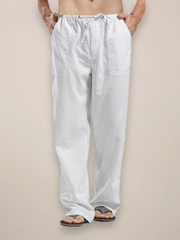 Matthias | Herren Relaxed Fit Hose mit Kordelzug Casual – Weiß
