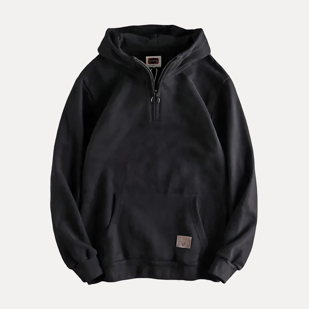 Minimalistisches Hoodie mit Halbzip und Tasche