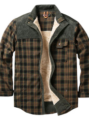 Herren Hemdjacke mit Karomuster und Taschen – Hellgrün