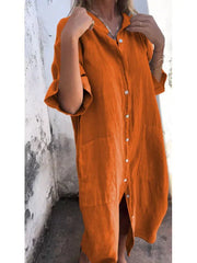 Valerie – Lässiges Damen Hemdblusenkleid – Orange