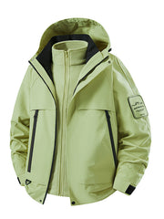 Herren multifunktionale Wasserfeste Softshell-Regenjacke mit abnehmbarer Fleece-Innenjacke Nord Taschen – Kiwi‑Grün [Fleece 3‑in‑1]