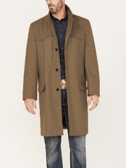 Herren Lang geschnittener Wollmantel mit Westernpasse und Pattentaschen Nord Taschen – Camel