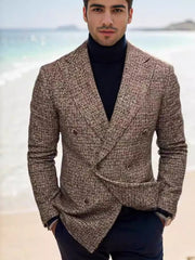 Herren Doppelreihiges Tweed-Sakko mit markantem Revers und taillierter Silhouette Nord Taschen – Braun