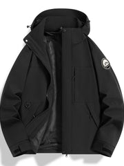 Damen Wasserfeste technische Kapuzenjacke mit verschweißten Nähten und verstellbaren Bündchen Nord Taschen – Schwarz
