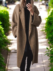 Damen Oversize-Longcoat aus Wollmix mit überschnittener Schulter und minimalistischer Knopfleiste Nord Taschen – Braun
