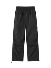 Unisex Leichte technische Cargo-Hose mit Kordelzug und verstellbarem Saum Nord Taschen – Schwarz