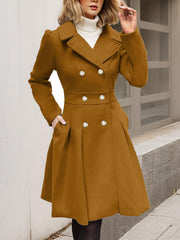 Damen Langarm-Mantel Longline mit Taschen – Camel