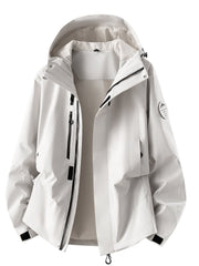 Herren wasserdichte Outdoorjacke mit abnehmbarer Fleece-Innenjacke Nord Taschen – Einzeljacke - Perlmuttweiß