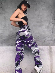 Damen Cargo-Jogginghose mit Camouflage-Muster und elastischen Bündchen Nord Taschen – Gewicht: S:200g-3XL:255g
