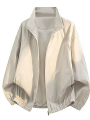 Herren Oversize-Leichtblouson mit Stehkragen und elastischem Saum – Hellkhaki