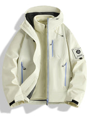 Herren Funktions-Softshelljacke mit abnehmbarem Fleece-Innenfutter Nord Taschen – Schnee‑Senfgelb