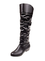 Damen nan knielange Slouch-Stiefel mit weichem Schaft und niedrigem Blockabsatz Drune – Braun (niedriger Absatz)