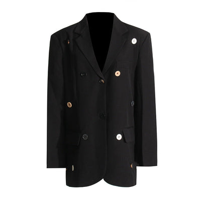 Damen Oversize Blazerjacke mit Goldenen Knöpfen