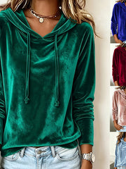 Damen Samt-Hoodie mit Kapuze Kordelzug und legerem Schnitt Nord Taschen – Gewicht S:320g–XXXL:420g