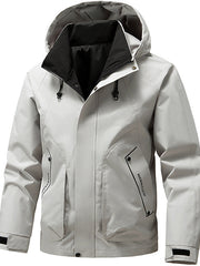 Herren Langarm-Hoodie-Jacke mit Taschen – Khaki