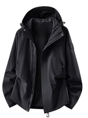 Herren wasserdichte Outdoorjacke mit abnehmbarer Fleece-Innenjacke Nord Taschen – Einzeljacke – Phantomschwarz