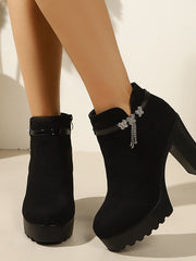 Damen Stiefeletten mit Glitzer-Detail und rutschfester Sohle – Schwarz