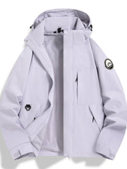 Damen Wasserfeste technische Kapuzenjacke mit verschweißten Nähten und verstellbaren Bündchen Nord Taschen – Trittviolett