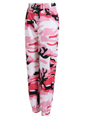 Damen Cargo-Jogginghose mit Camouflage-Muster und elastischen Bündchen Nord Taschen – Rosa