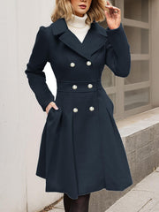 Damen Langarm-Mantel Longline mit Taschen – Schwarz