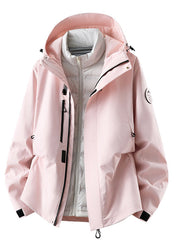 Herren wasserdichte Outdoorjacke mit abnehmbarer Fleece-Innenjacke Nord Taschen – Daunenfutter - Feuerwerksrosa