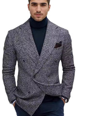 Herren Doppelreihiges Tweed-Sakko mit markantem Revers und taillierter Silhouette Nord Taschen – Grau
