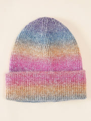 Damen Strickmütze mit Farbverlauf und umschlagbarem Rand – Magenta